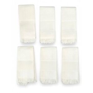 Vintage E-Z Stitch Style Fingertip Hand Towels Set Of 6 Ecru Fringe Cotton